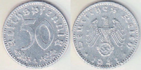1941 A Germany 50 Pfennig A000468.